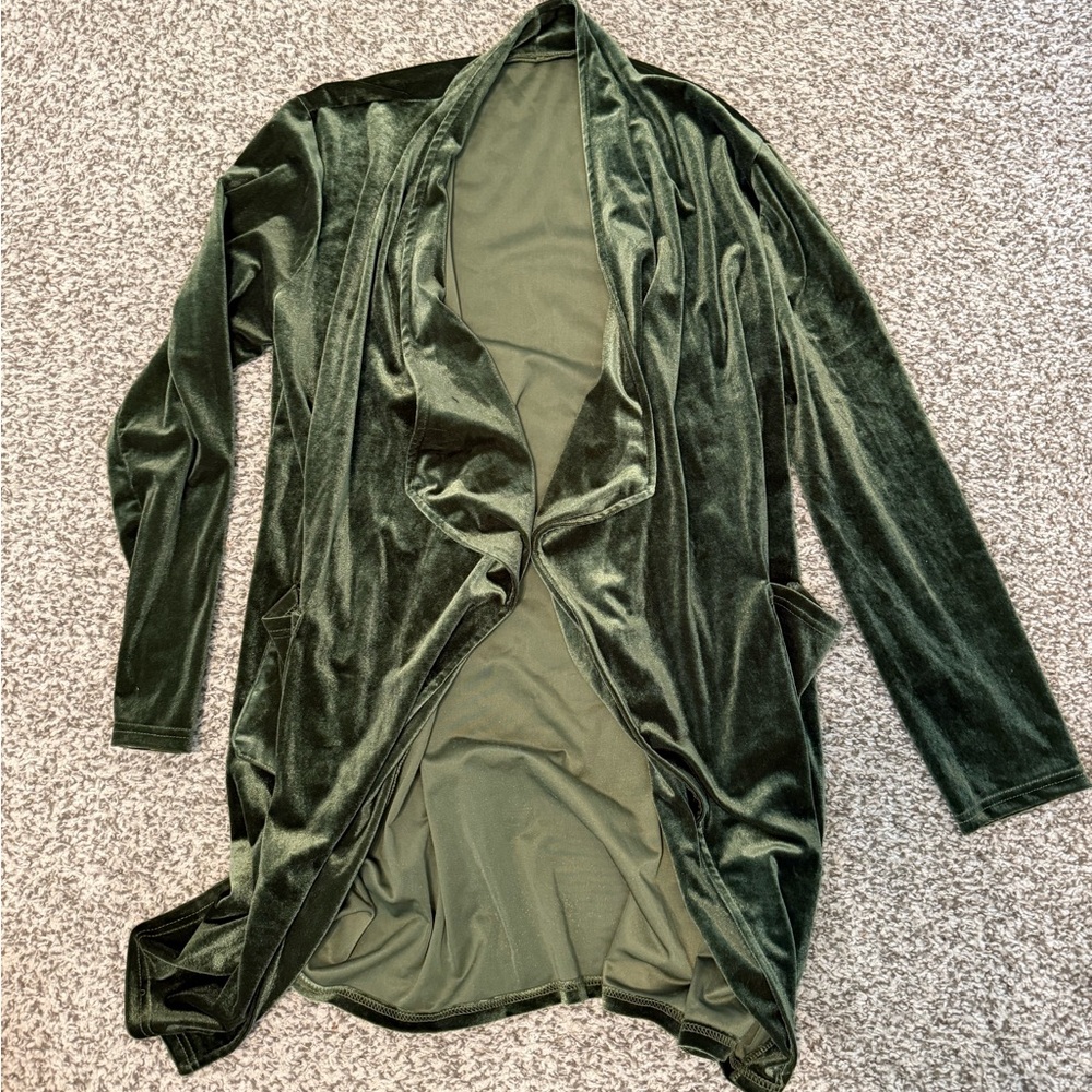Elegant Velvet Open Front Cardigan